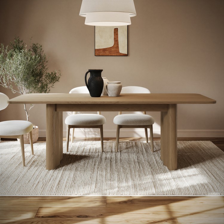 Large Rustic Oak Extendable Dining Table - Seats 6 - 8 - Wave