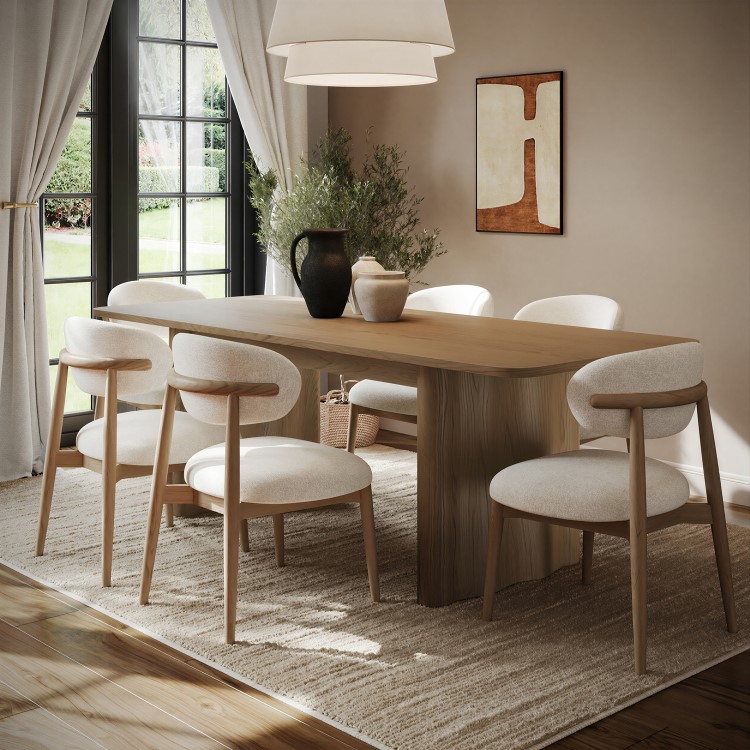 Large Rustic Oak Extendable Dining Table - Seats 6 - 8 - Wave