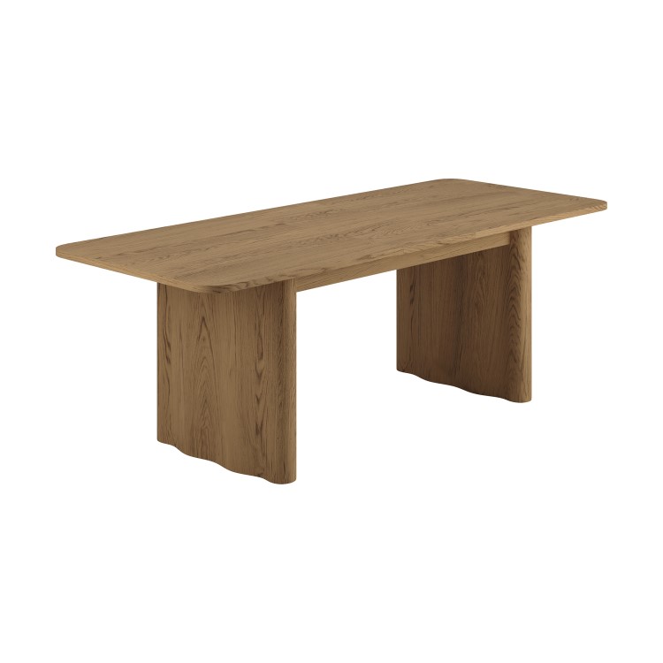 Large Rustic Oak Extendable Dining Table - Seats 6 - 8 - Wave