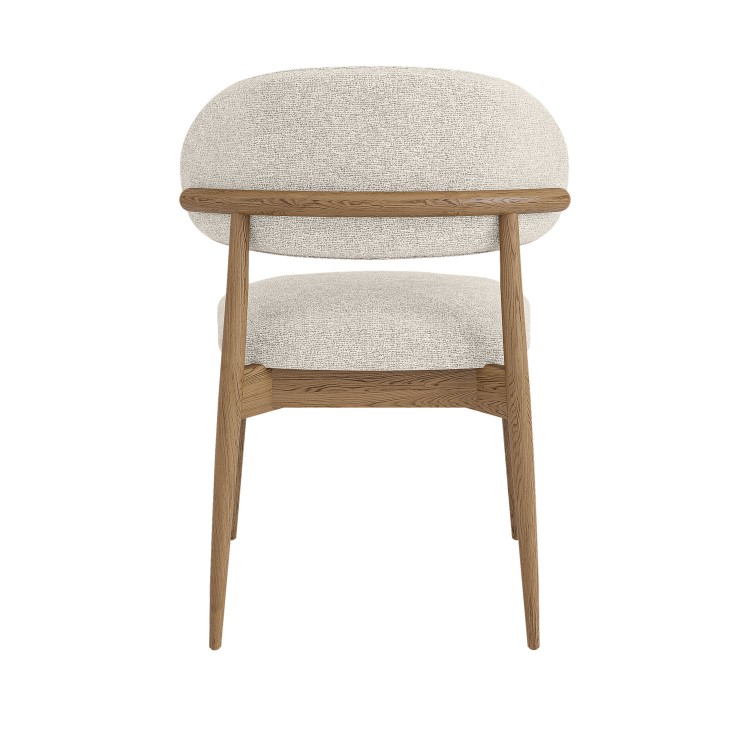 Beige Upholstered Curved Dining Chair with Solid Wood Exposed Back - Kori