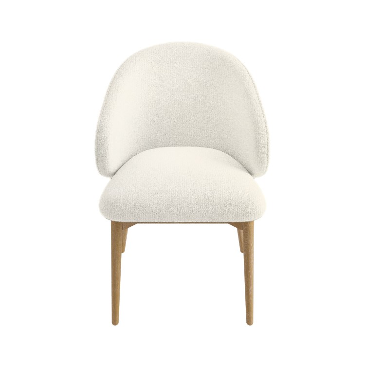 Set of 2 Cream Upholstered Curved Dining Chair with Limewash Solid Wood Exposed Back - Kori
