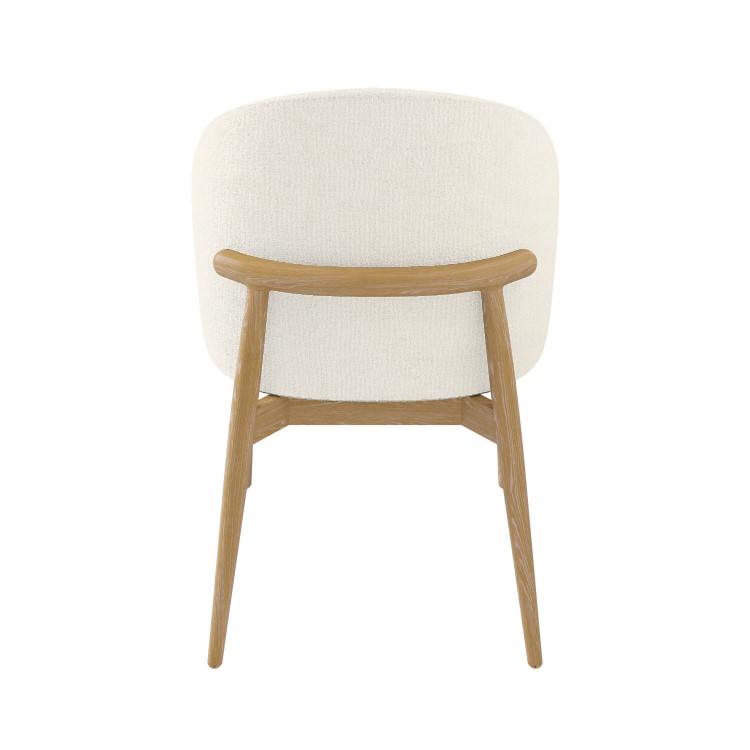 Set of 2 Cream Upholstered Curved Dining Chair with Limewash Solid Wood Exposed Back - Kori