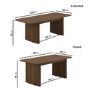 Large Walnut Extendable Dining Table - Seats 6 - 8 - Wave