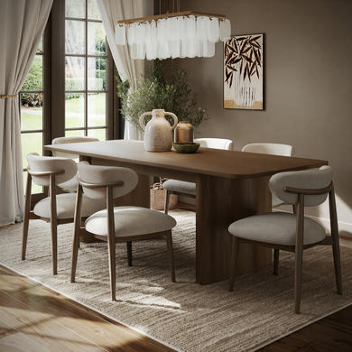 Large Walnut Extendable Dining Table - Seats 6 - 8 - Wave