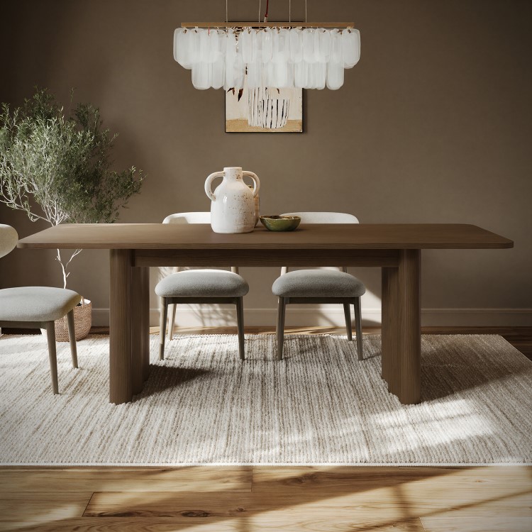 Large Walnut Extendable Dining Table - Seats 6 - 8 - Wave