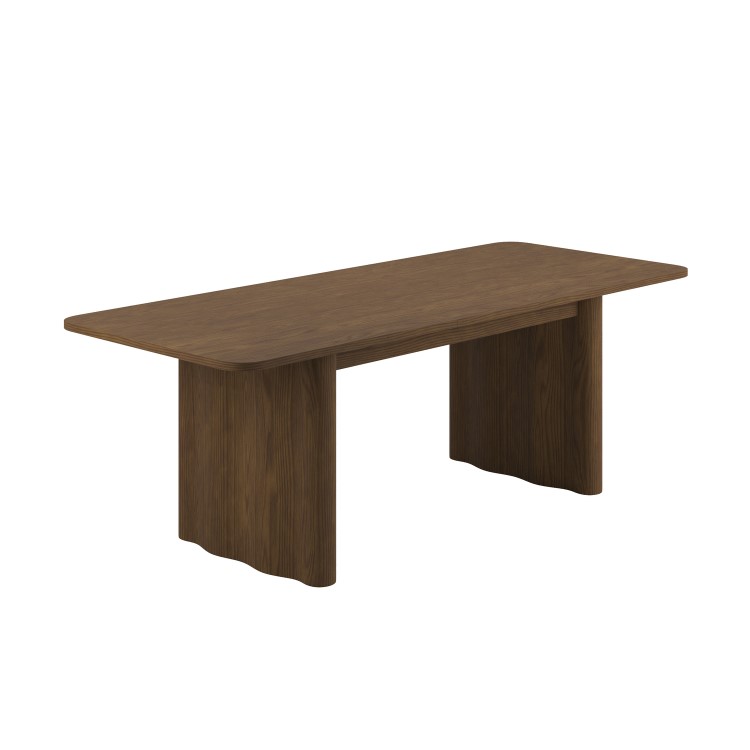 Large Walnut Extendable Dining Table - Seats 6 - 8 - Wave