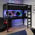 WAT001 High Sleeper Loft Gaming Bed with Desk in Black - Wyatt