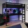 High Sleeper Loft Gaming Bed with Desk in Black - Wyatt