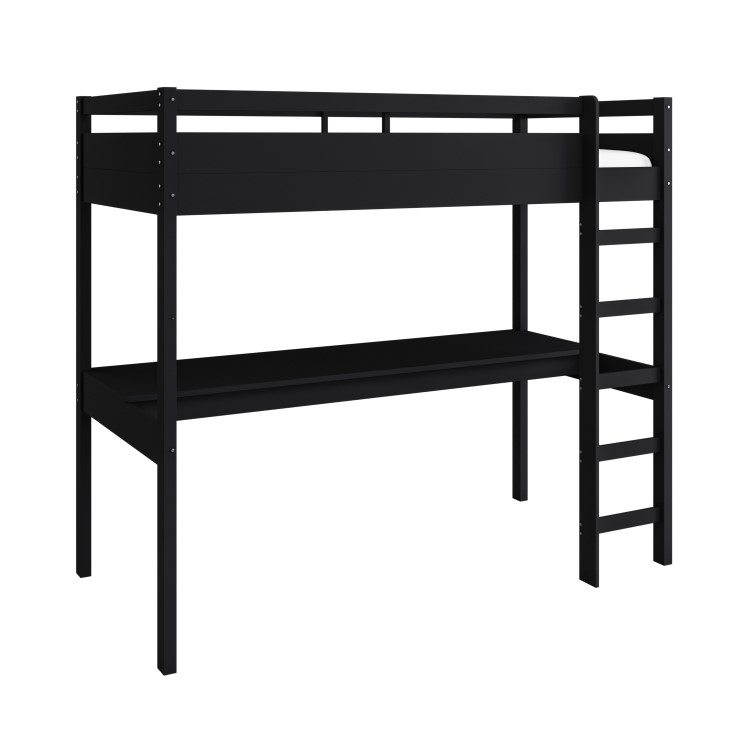 High Sleeper Loft Gaming Bed with Desk in Black - Wyatt