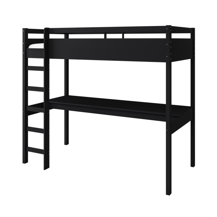 High Sleeper Loft Gaming Bed with Desk in Black - Wyatt