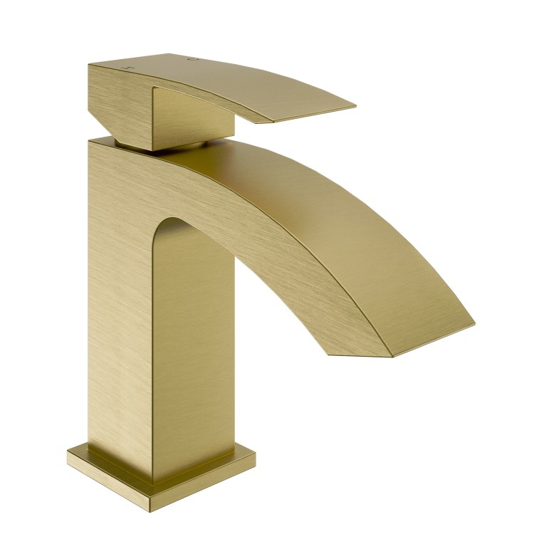 GRADE A1 - Brushed Brass Mono Basin Mixer Tap - Wave