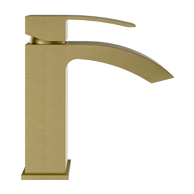 GRADE A1 - Brushed Brass Mono Basin Mixer Tap - Wave