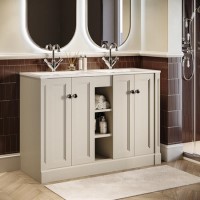 1200mm Beige Freestanding Double Vanity Unit with Basin - Windsor
