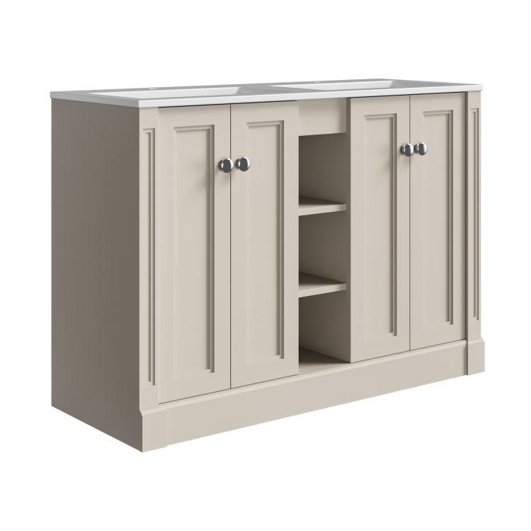 1200mm Beige Freestanding Double Vanity Unit with Basin - Windsor