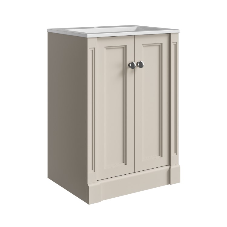 600mm Beige Freestanding Vanity Unit with Basin - Windsor