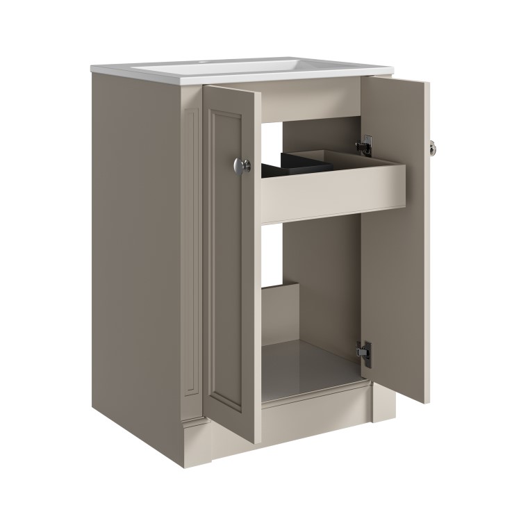 600mm Beige Freestanding Vanity Unit with Basin - Windsor
