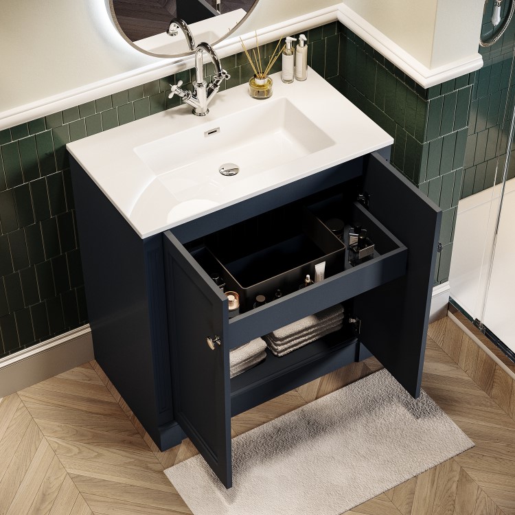 800mm Blue Freestanding Vanity Unit with Basin - Windsor