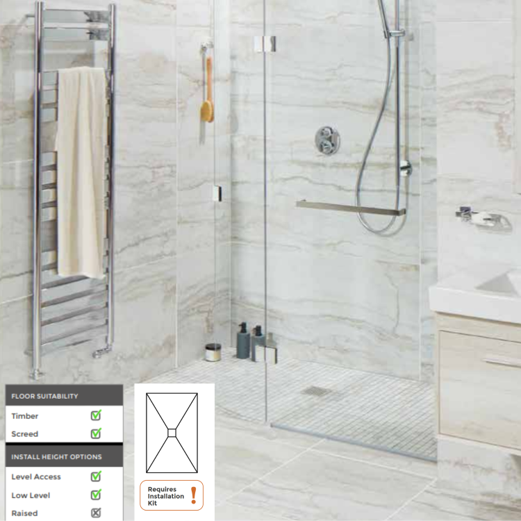 GRADE A1 - 1600x900mm Wet Room Tile-Ready Shower Tray Former 30mm with Square Centre Drain – Live Your Colour