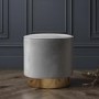Xena Velvet Pouffe in Pale Grey - Small Round Upholstered Stool