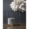 Xena Velvet Pouffe in Pale Grey - Small Round Upholstered Stool