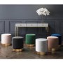 Xena Velvet Pouffe in Pale Grey - Small Round Upholstered Stool