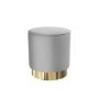 Xena Velvet Pouffe in Pale Grey - Small Round Upholstered Stool