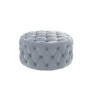 Xena Large Buttoned Footstool in Light Grey Velvet
