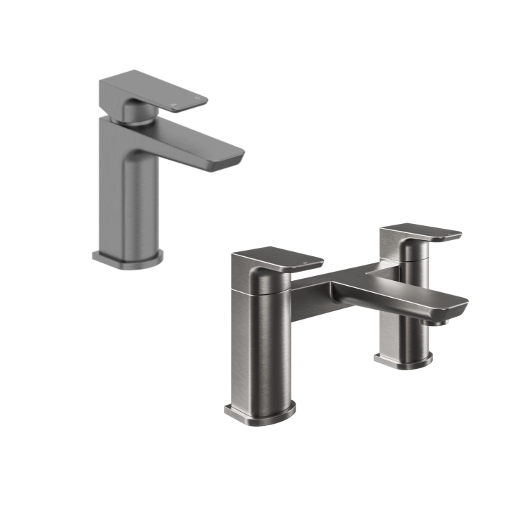 Gunmetal Grey Basin And Bath Tap Pack - Zana