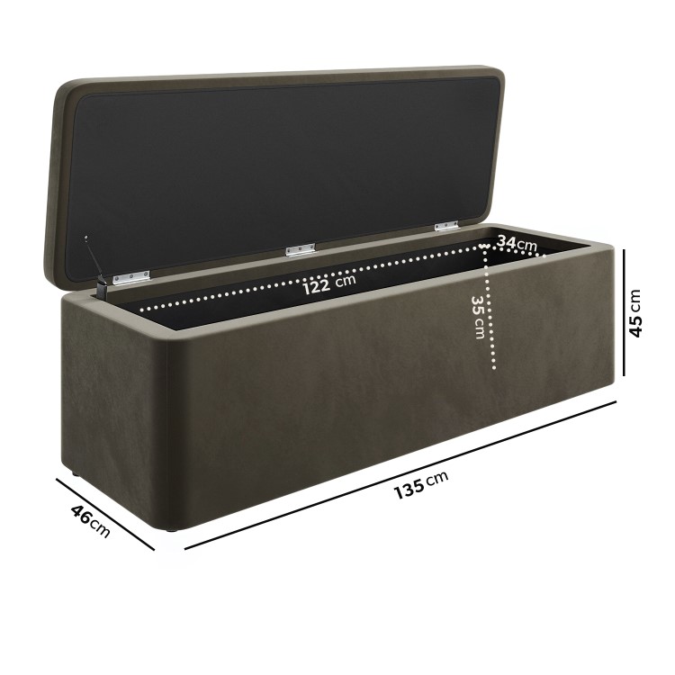 Khaki Green Velvet Small Double Bed Frame with Blanket Box - Zara
