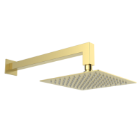 ONLY OPENED - Brushed Brass 200mm Rainfall Square Shower Head & Arm - Zana
