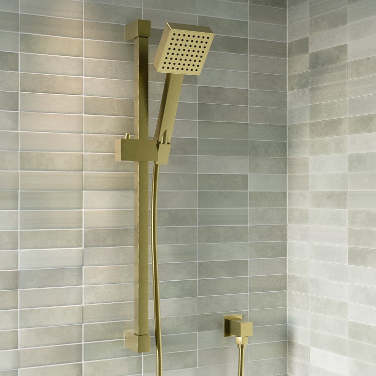 ONLY OPENED - Brushed Brass Shower Slide Rail Kit - Zana