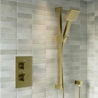 Brushed Brass 1 Outlet Thermostatic Mixer Shower Set With Hand Shower- Zana Brushed Brass 1 Outlet Thermostatic Mixer Shower Set With Hand Shower- Zana