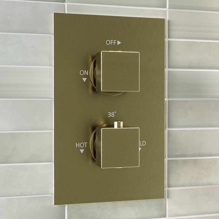 Brushed Brass 1 Outlet Thermostatic Mixer Shower Set With Hand Shower- Zana