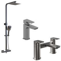 Gunmetal Bathroom Taps Pack With Shower - Zana Gunmetal Bathroom Taps Pack With Shower - Zana