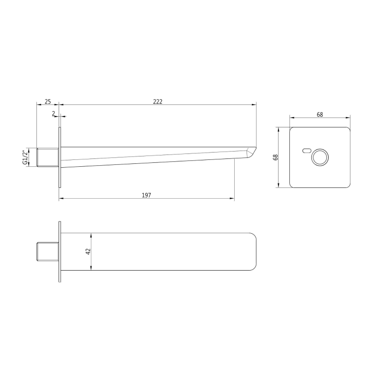 Matt Black Wall Mounted Bath Spout - Zana
