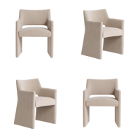 Set of 4 Beige Upholstered Dining Chairs - Zoe Set of 4 Beige Upholstered Dining Chairs - Zoe