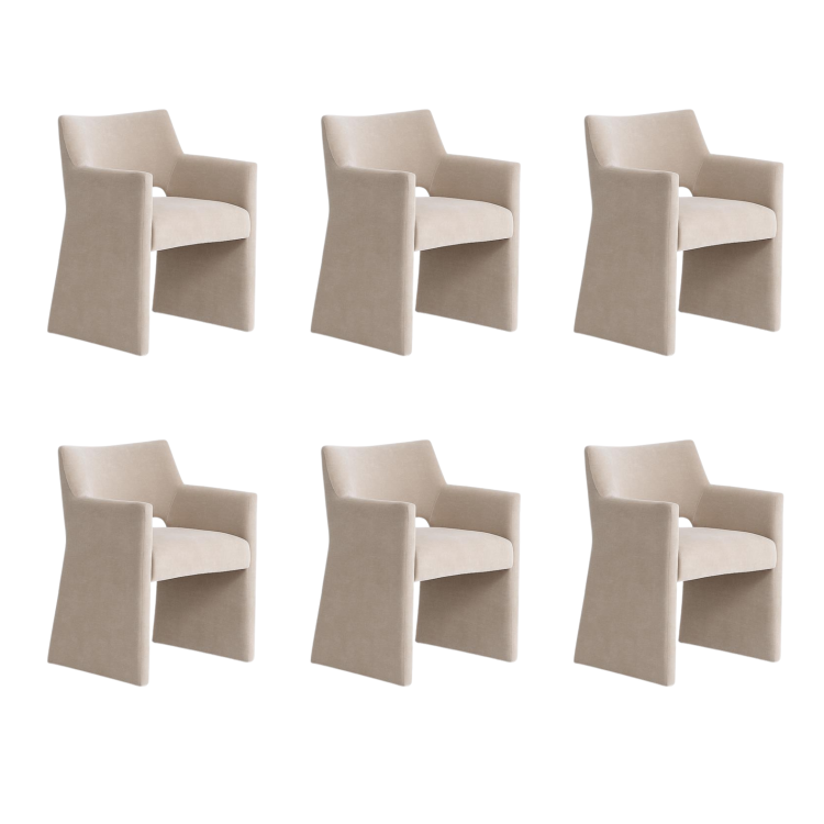 Set of 6 Mink Upholstered Dining Chairs - Zoe