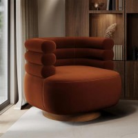 Burnt Orange Velvet Modern Swivel Accent Chair - Zora