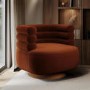 Burnt Orange Velvet Modern Swivel Accent Chair - Zora