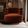 Burnt Orange Velvet Modern Swivel Accent Chair - Zora