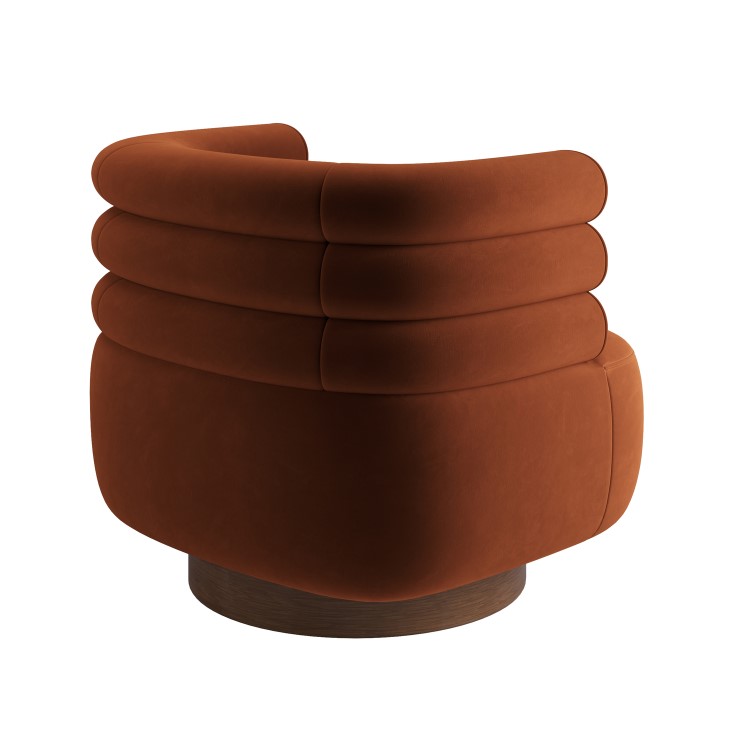Burnt Orange Velvet Modern Swivel Armchair - Zora