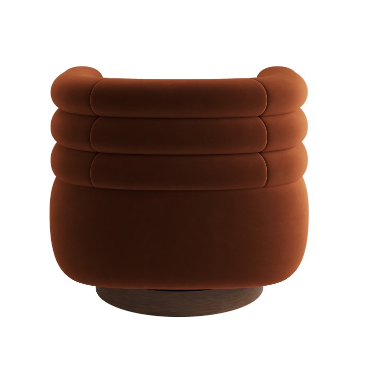 Burnt Orange Velvet Modern Swivel Accent Chair - Zora
