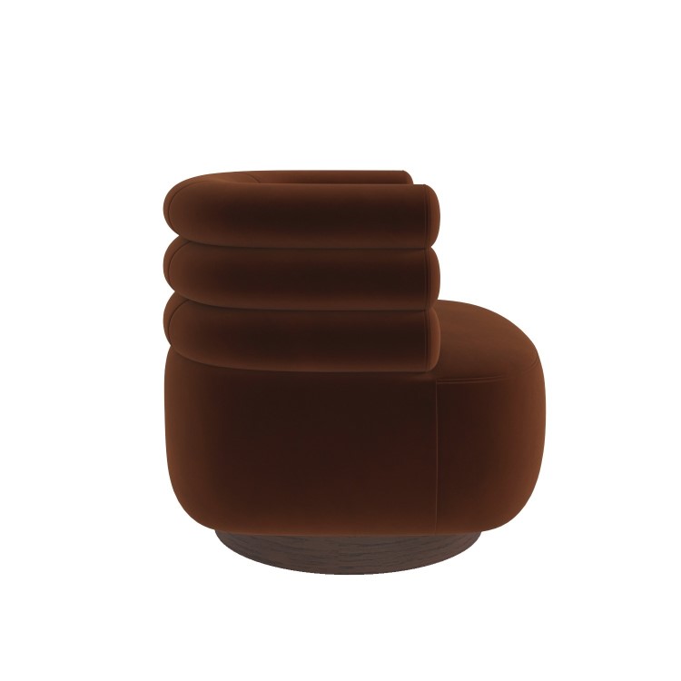 Rust Brown Velvet Modern Swivel Armchair - Zora
