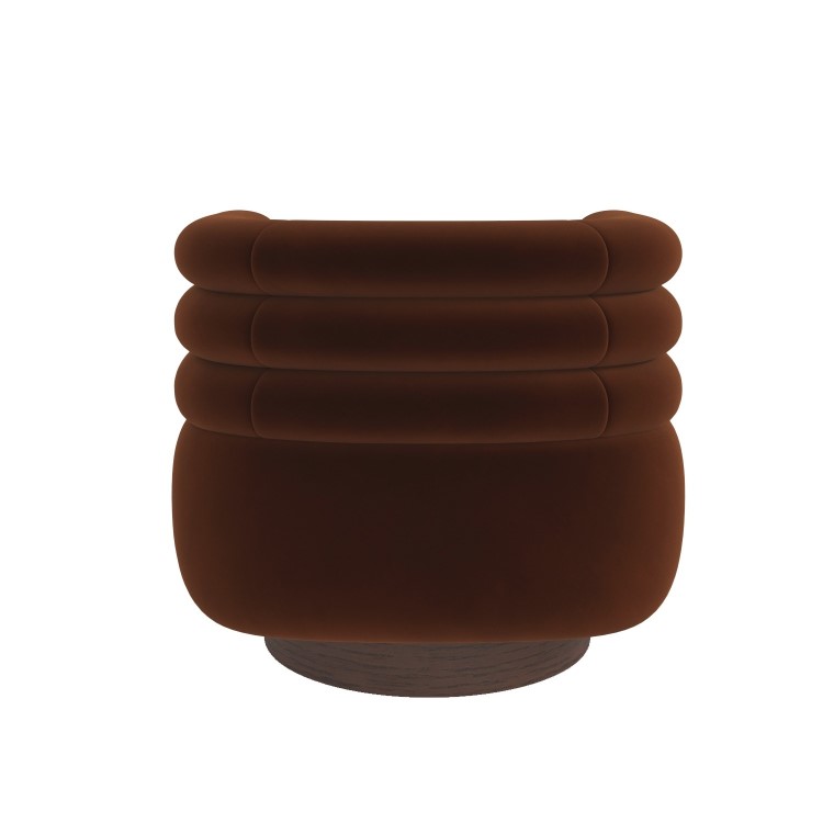 Rust Brown Velvet Modern Swivel Armchair - Zora