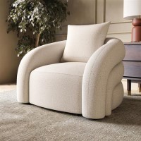 Cream Boucle Accent Chair with Cushion - Zuri