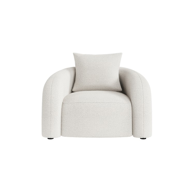 Cream Boucle Accent Chair with Cushion - Zuri