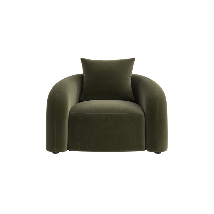Green Velvet Accent Chair with Cushion - Zuri