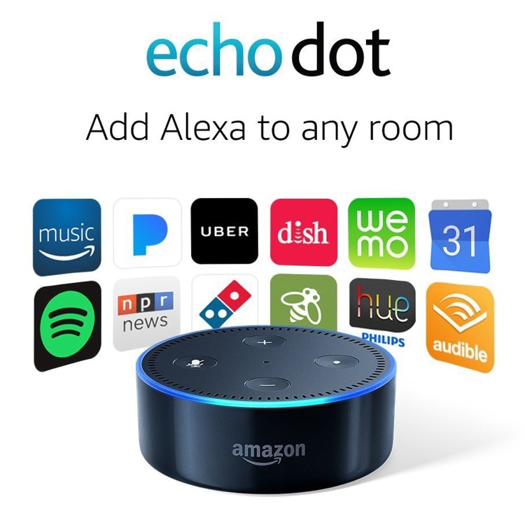 Amazon Echo Dot 2nd Generation Black with FREE E27 Smart Bulb