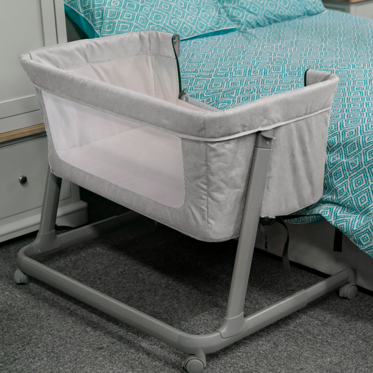 Co Sleeper Adjustable Bedside Baby Crib by Babyway Cool Grey