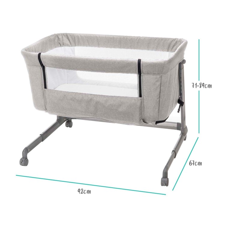 Co Sleeper Adjustable Bedside Baby Crib by Babyway Cool Grey